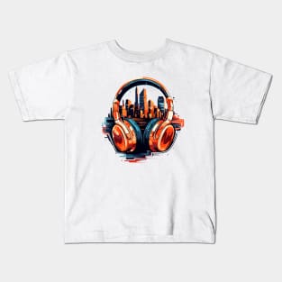 Headphone Music Non Stop Fun Urbain City Life Kids T-Shirt